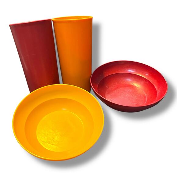 Vintage Tupperware Harvest Tumblers 18oz Bowls Cereal Salad Set of 4 1348 155 - Picture 2 of 15